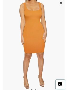 Orange Bodycon Midi Skirt